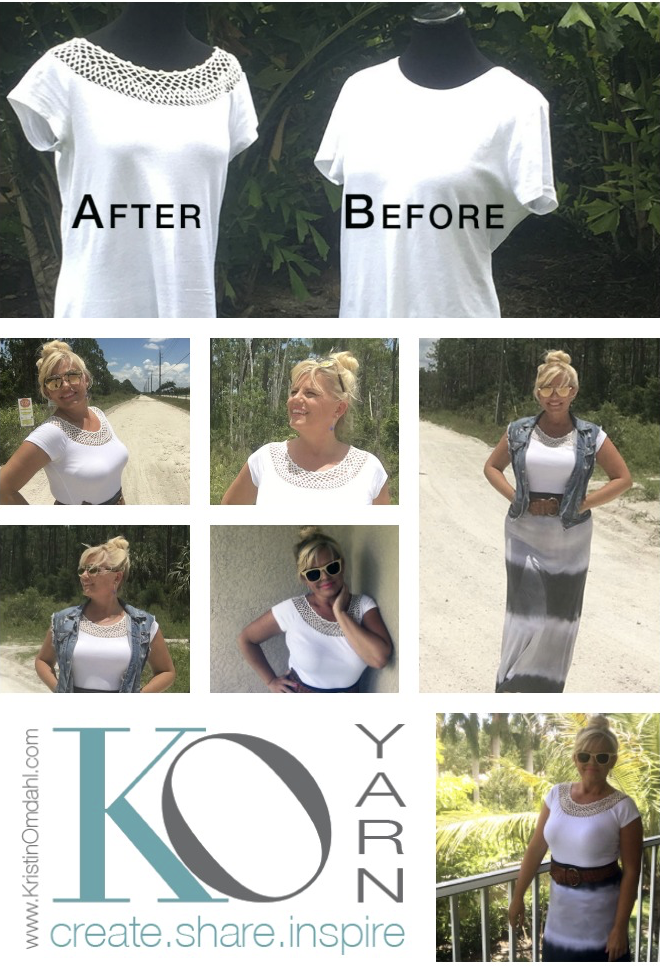 How to Crochet On Fabric: Crochet Lace Tshirt Yoke Crochet Pattern by  Kristin Omdahl | Kristin Omdahl