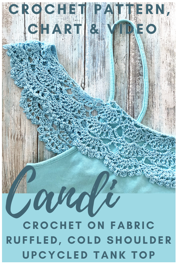 Candi Ruffled Cold Shoulder Crochet On Fabric Top FREE Crocheting Pattern  and Video | Kristin Omdahl