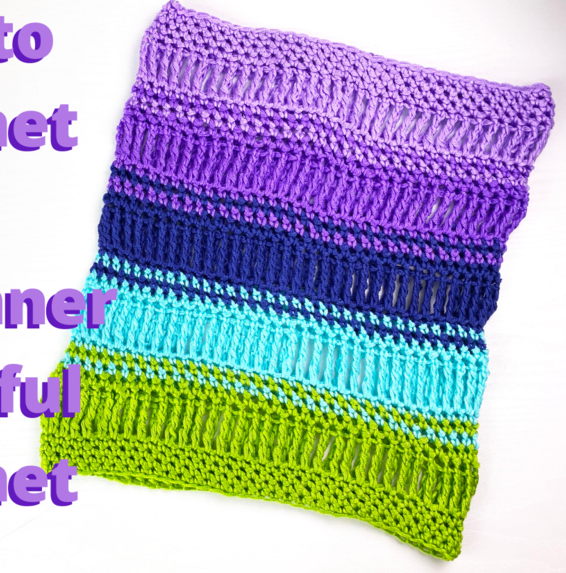 Crochet Pattern Yarn and Colors Amazing Staggered Stripes Blanket 