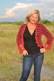 Jewel crochet shrug free pattern red Kristin Omdahl