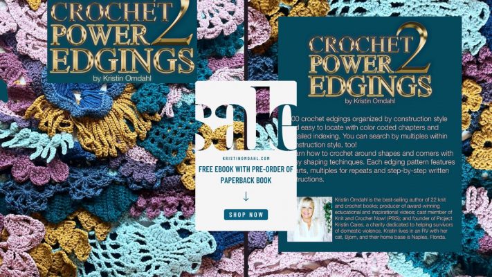 crochet power 2 edgings book by Kristin Omdahl with preorder promotion