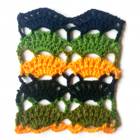 crochet vest pattern swatches in colors