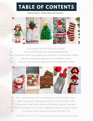 holiday crochet pattern bundle table of contents