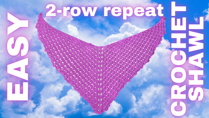 Iona easy 2 row repeat crochet shawl pattern
