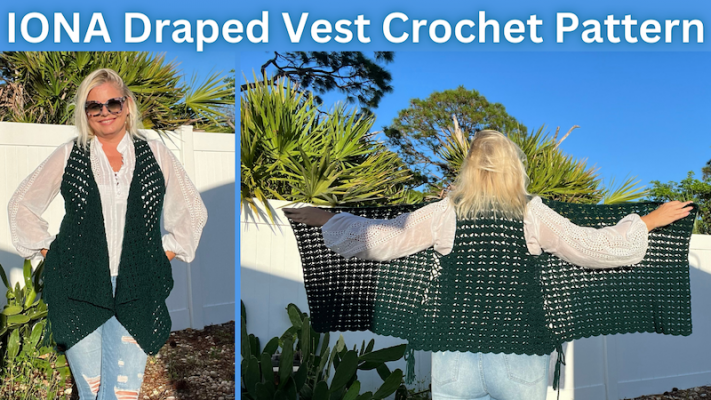 IONA draped vest crochet pattern