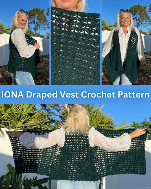 IONA draped vest crochet pattern