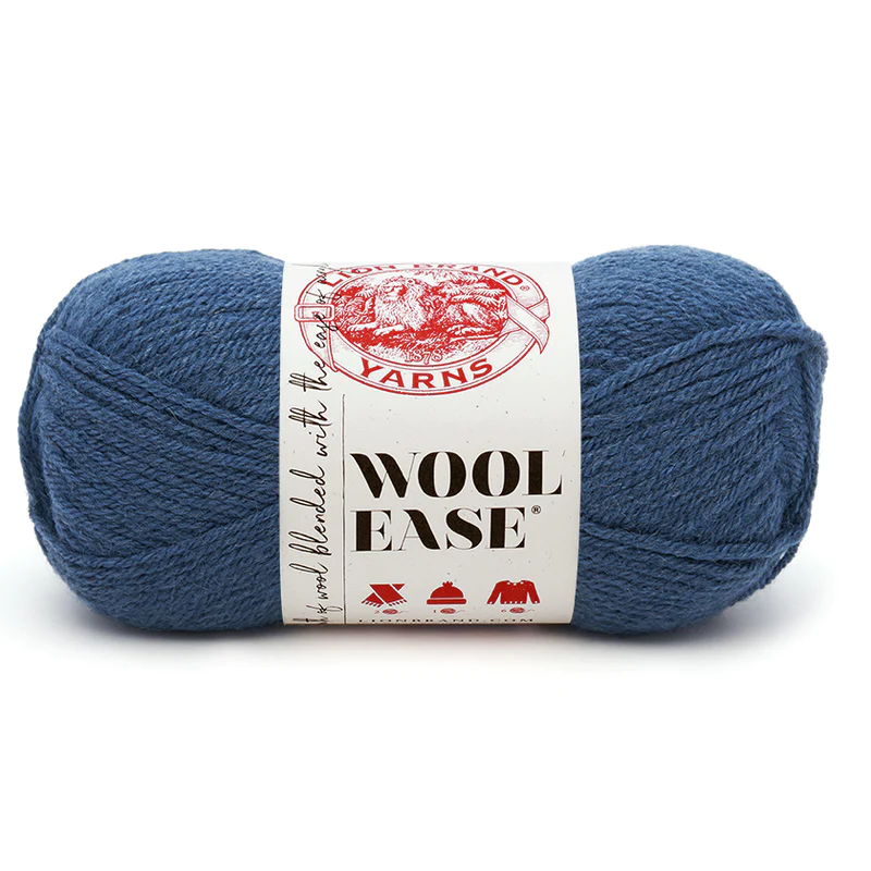 woolease yarn by lion brand in color denim