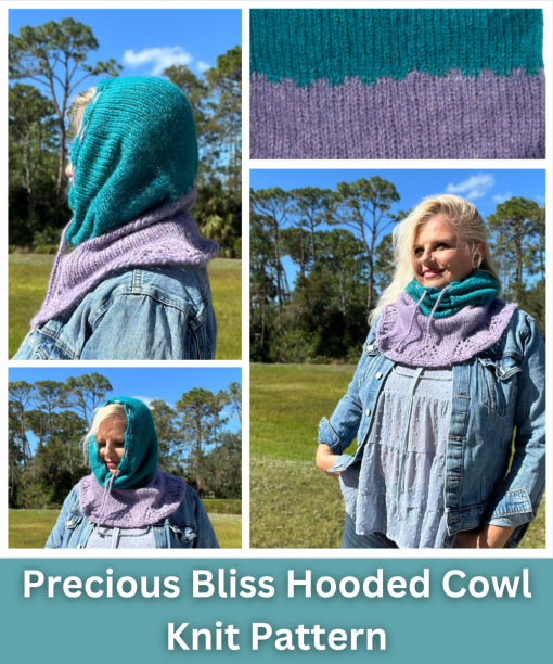 precious bliss hooded cowl knitting pattern