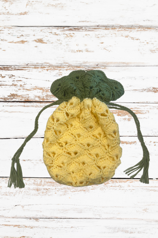 Pineapple Pouch Drawstring Bag Crochet Pattern (Ad-Free PDF)