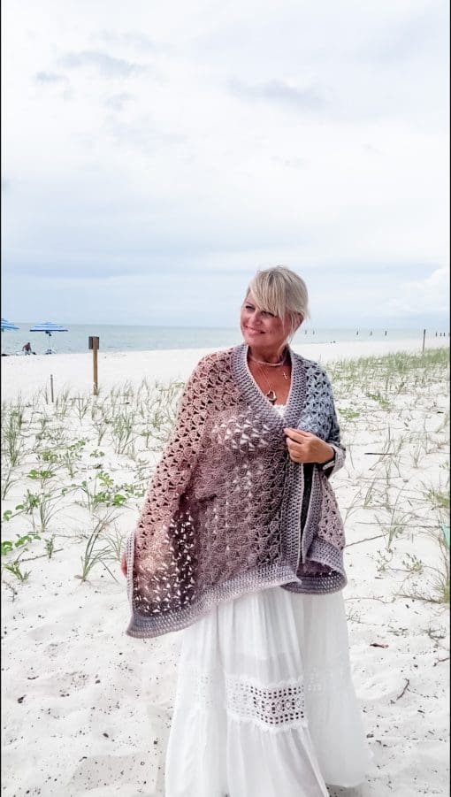 Driftwood Horizon Bias Wrap Shawl | Ad-Free PDF Crochet Pattern - Image 9