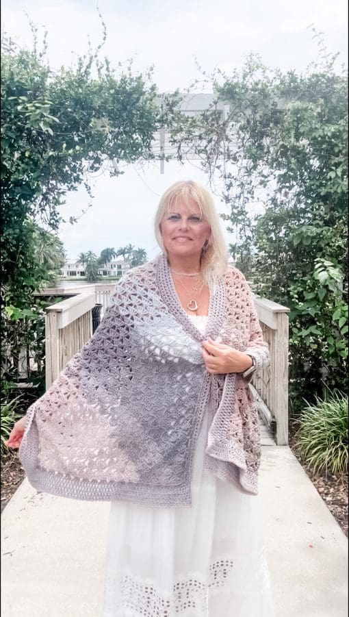 Driftwood Horizon Bias Wrap Shawl | Ad-Free PDF Crochet Pattern - Image 4